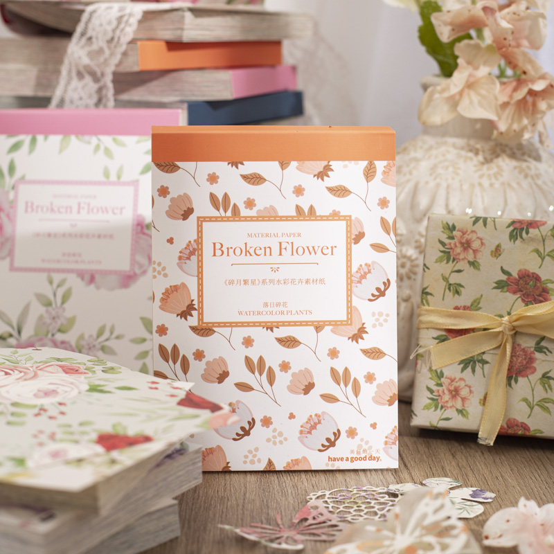 Yoofun 100 patrones no repetidos, blocs de notas de flores estéticas, Material decorativo para diario, papel, álbum de recortes, suministros escolares y de oficina