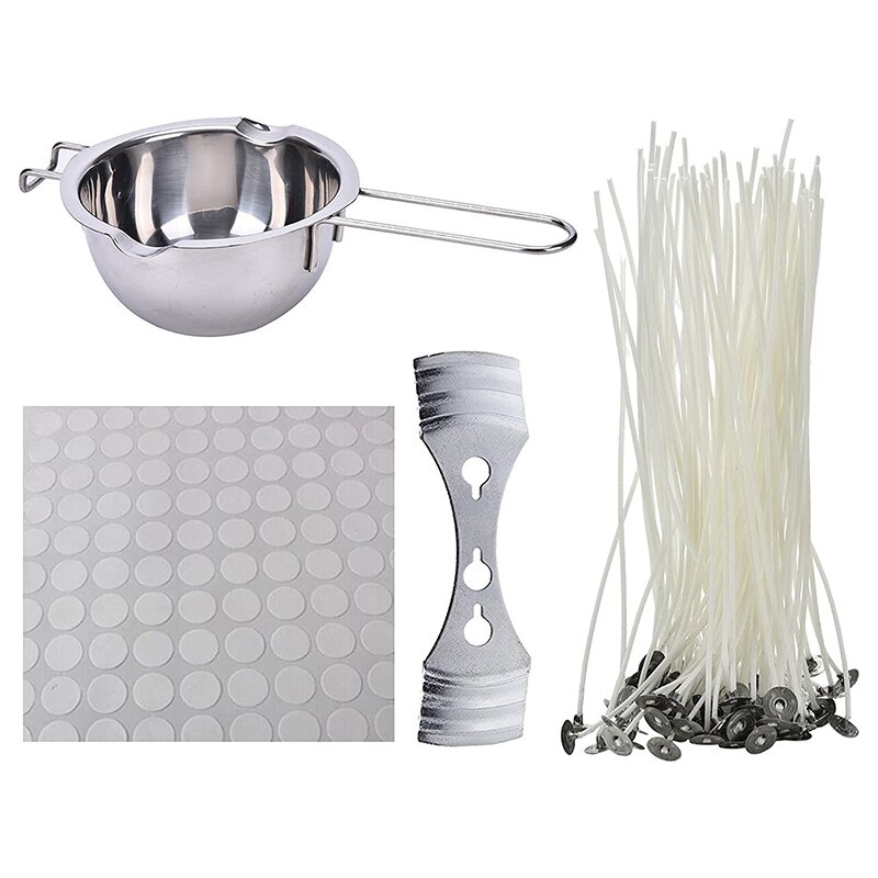 202Pcs Candle Making Kit Includes Double Boiler Pot Prewaxed Candle Wicks Candle Melting Pot with Wick Centering Device: Default Title