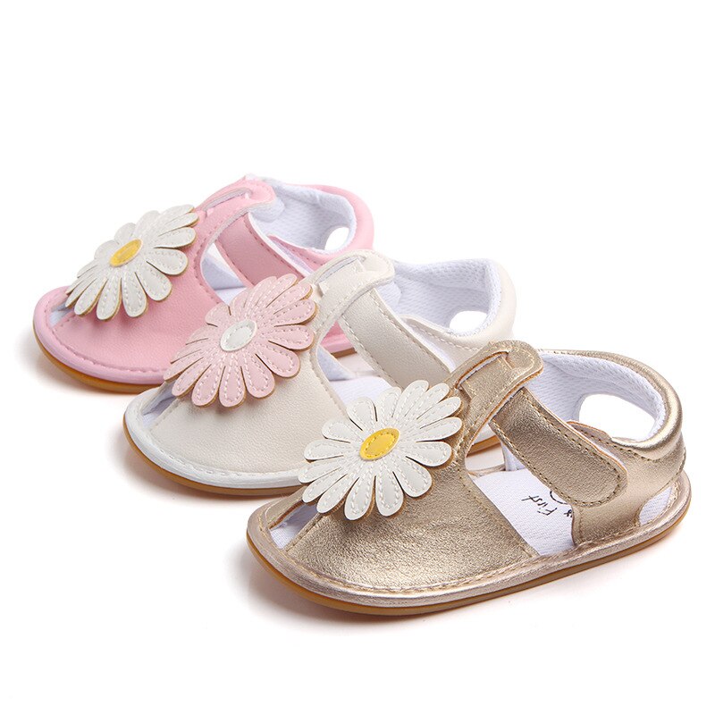 Novedad de verano, sandalias suaves de piel sintética para niñas, sandalias de goma antideslizantes con flores grandes bonitas, sandalias para bebés, zapatos para niñas pequeñas y princesas