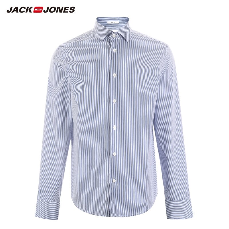 Jackjones herre slim fit stribet langærmet skjorte| 219105571