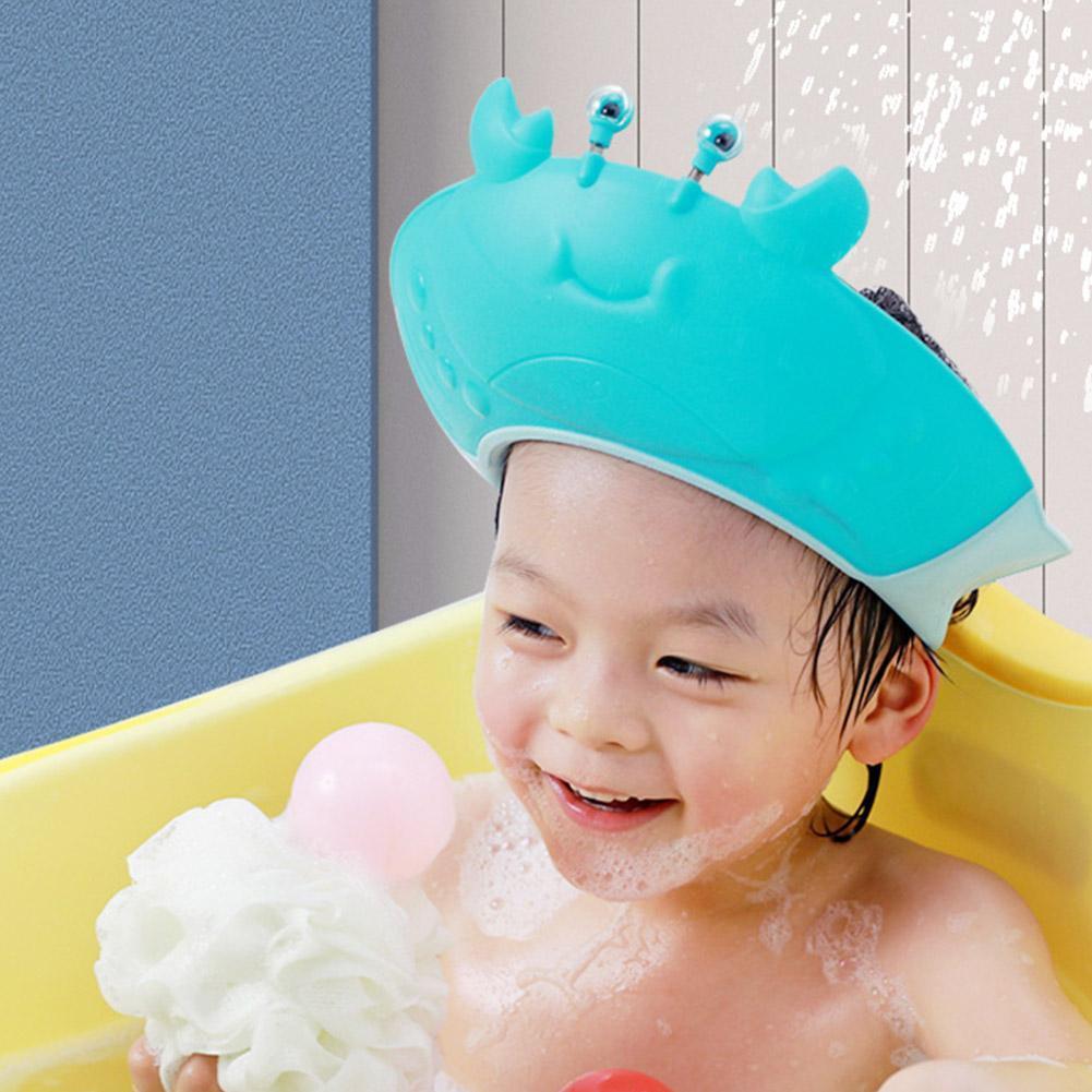 Casquette de douche avec couronne ajustable pour bébé, chapeau de shampoing, de bain et de lavage des cheveux, protège les enfants, empêche l&#39;eau de pénétrer dans les oreilles, C7v4