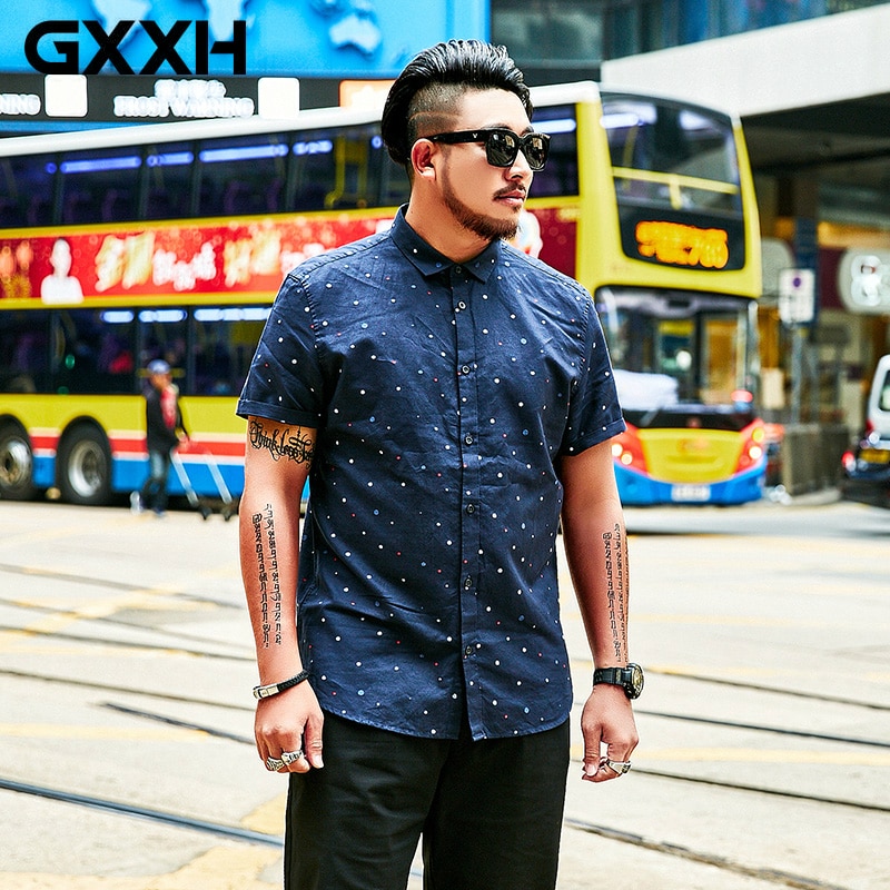 GXXH Big Size mannen Casual Shirt Zomer Oversized mannen Korte mouwen Punt Shirts Grote Shirt Mannen plus Size Camisa 6XL 7XL