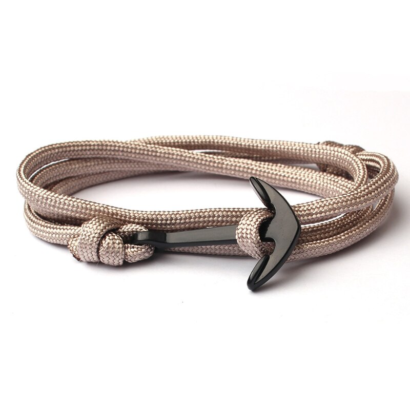 Kotwica bransoletki mężczyźni Double strand Nautical Survival Rope bransoletka Paracord kobiety czarna klamra sportowa ze stali nierdzewnej