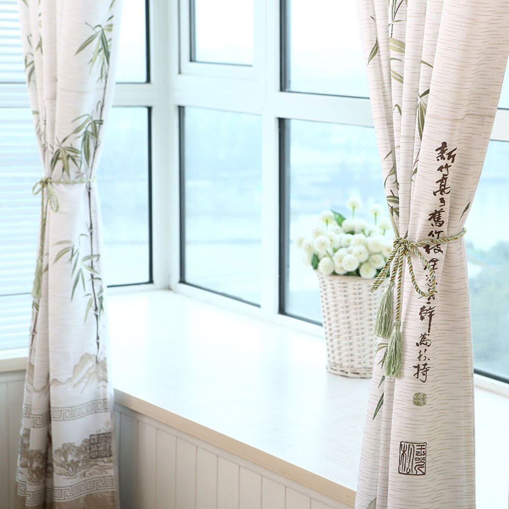 for Bamboo Print Sheer Window Curtains For Living Room Bedroom really good