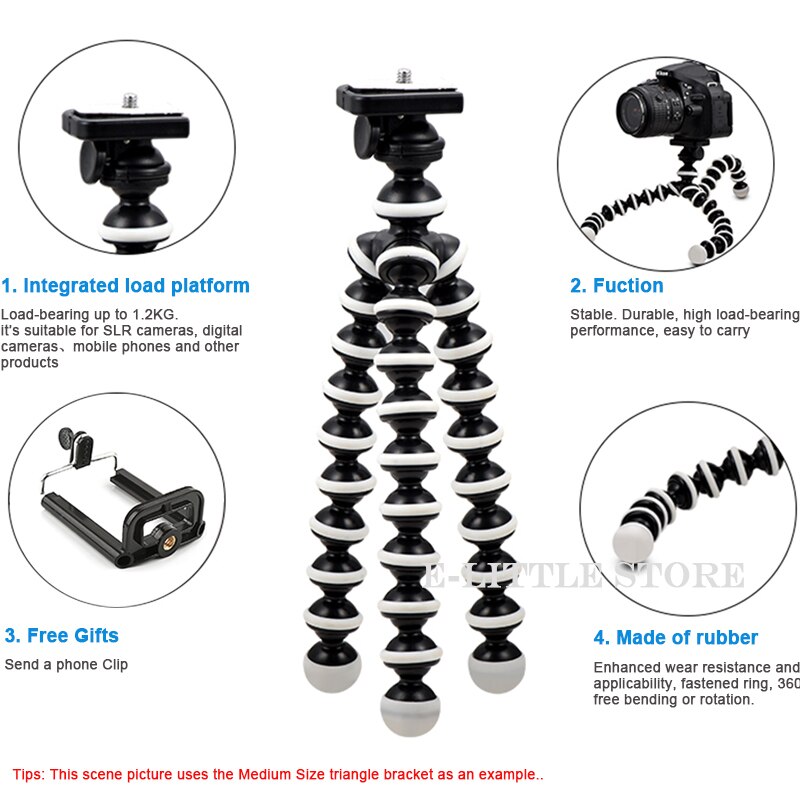 Flexibles gorillapod-stativ mit oktopus-motiv für handys, kameras, tische und schreibtische – mini-stativ für iphones, rog, samsung und xiaomi.