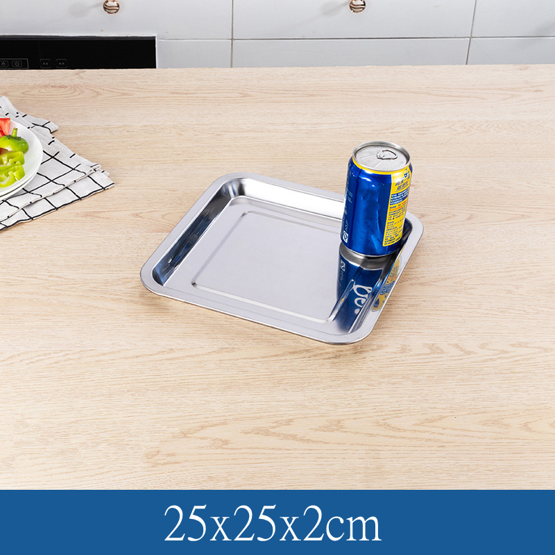 Stainless Steel Square Food Storage Tray Steamed Sausage Shallow Plate Bread Baking Pans Kitchen Accessories: green