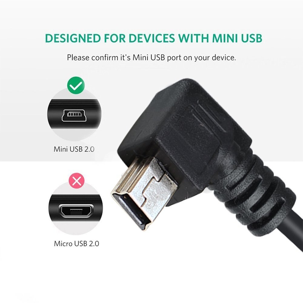 Mini USB Data Cable 10INCH 90 Degree Right Angle Nickel Plated Short USB 2.0 -A-Male-4Pin to Right Angle Mini-B-5Pin