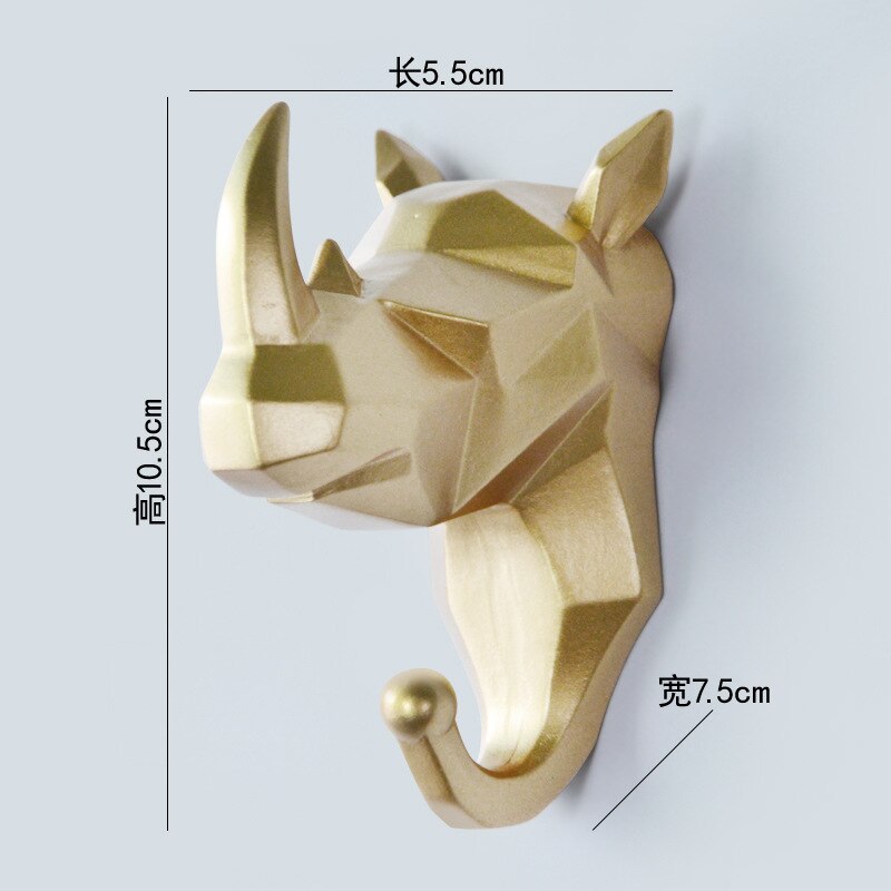 Statue de tête d'animal en résine artificielle, crochet rétro, décoration murale, Sculpture pour maison, Bar, bureau: 4