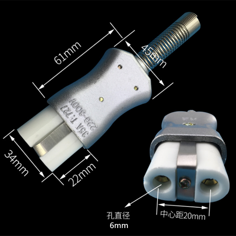 6mm IEC C8 ceramic wiring industry socket plug high temperature c7 male female Connector electric oven power outlet 35A 600V