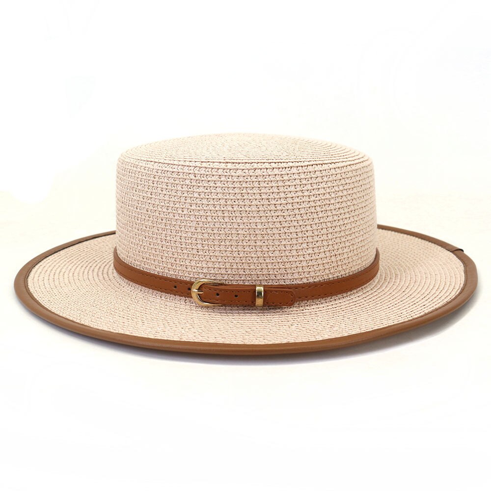 Spring Straw Hat for Women with Flat Brim Hat Wide Brim Fedora Hat with Big Brim Sun Visor Solid Casual Hat: Pink
