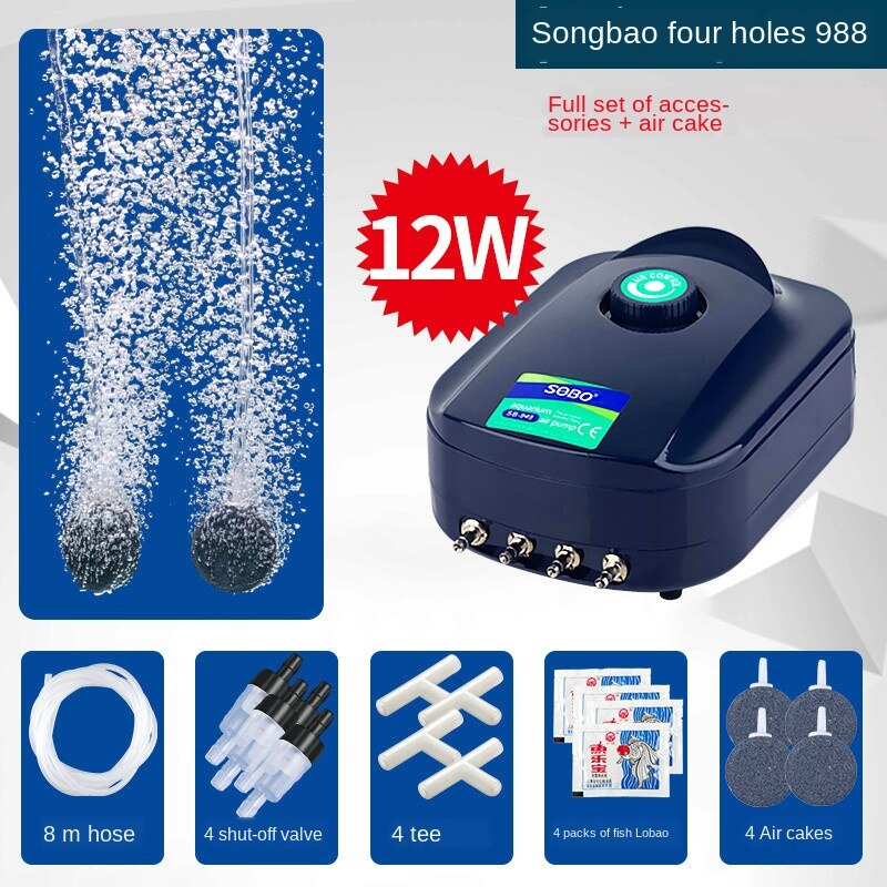 Regulating Fish Tank oxygen-increasing pump mute machine small oxygen-making machine for fish farming aquarium air pump: 988 and gift2