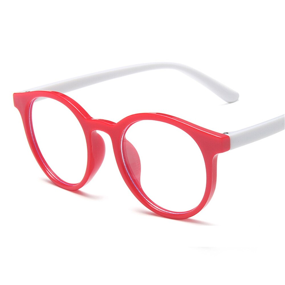 Anti Blue Light Glasses Kids Round Eyeglasses Boys Girls Computer Clear Lens Spectacles Children Optical Frame: red white