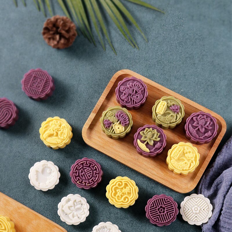 12 Chinese zodiac Flower Mooncake Mold Set Mid Autumn Festival DIY Hand Pressure Fondant Moon Cake Mould Decoration Tool