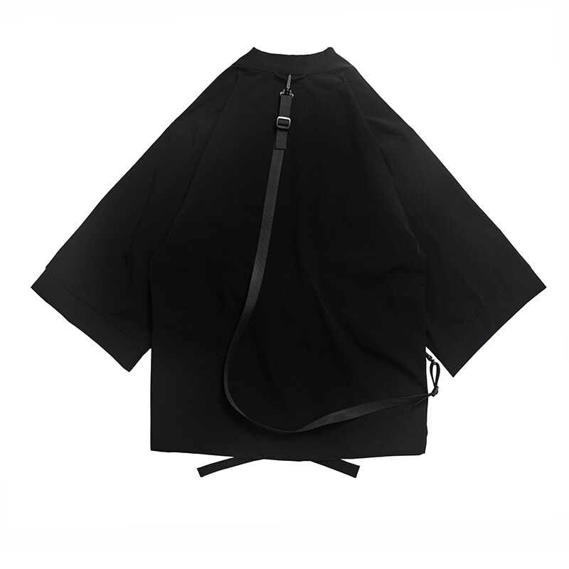 Kimono-takki kaksinkertainen etutasku techwear noragi whrs ninjawear tummat vaatteet japanilainen tyyli futuristinen esteettinen