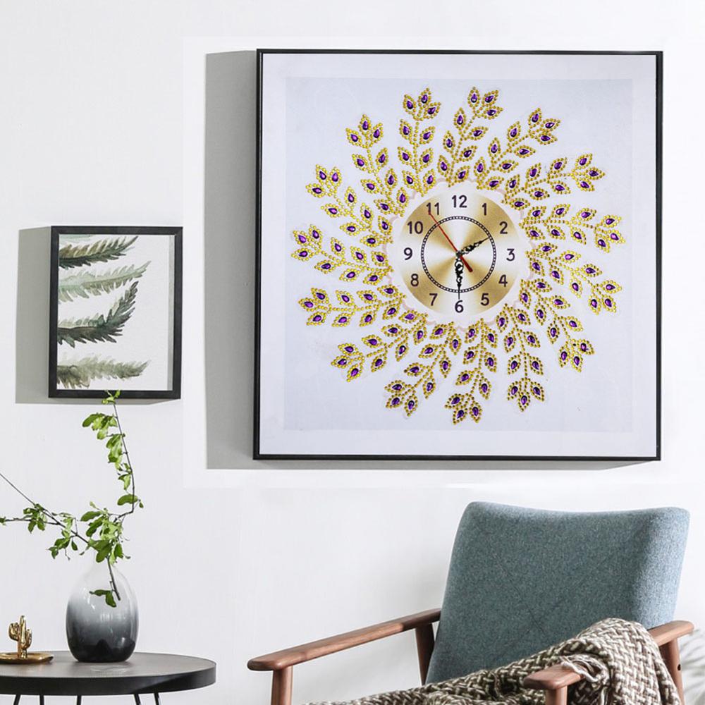 Diy Speciale Vormige Diamant Schilderij Zon Bloem Wandklok Ambachtelijke Home Decor Kruissteek Borduren