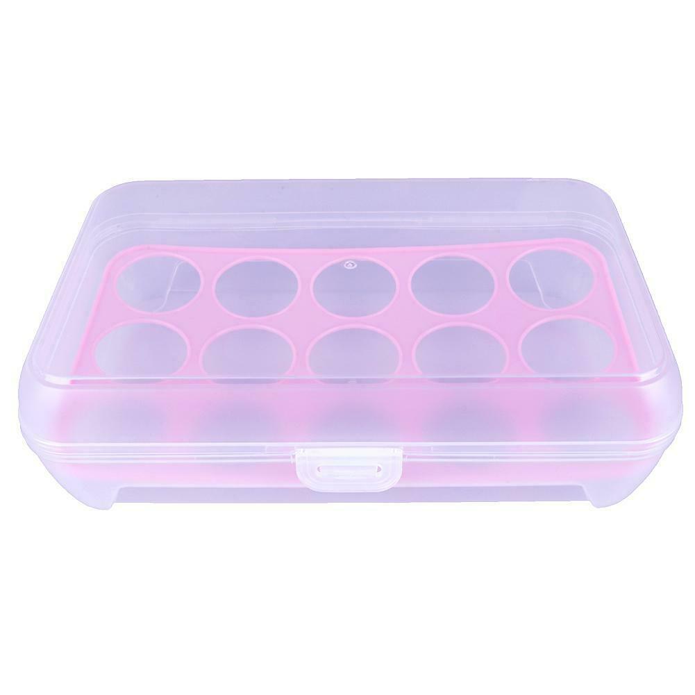 15 Grid Plastic Storage Box Egg Holder Egg Food Cartons for Refrigerator Kitchen Portable Picnic Egg Carton: Pink