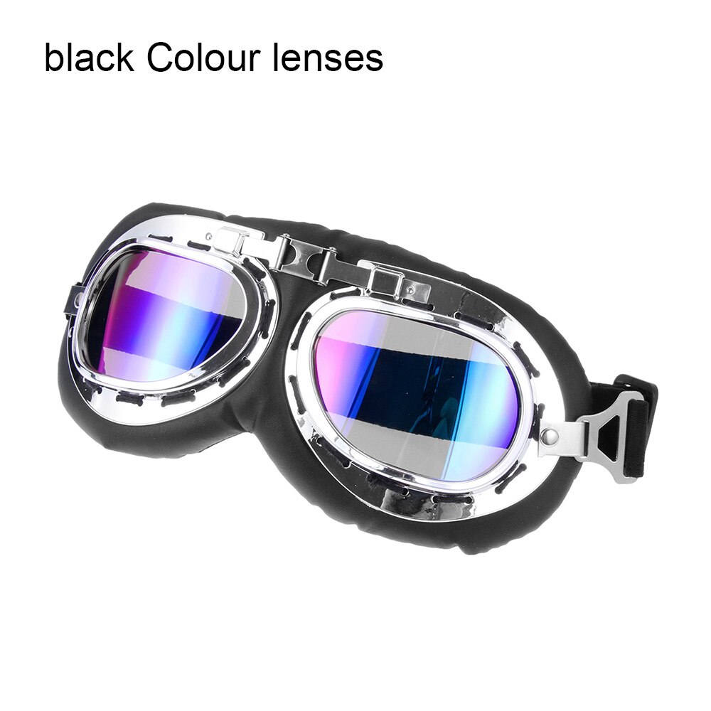 Retro Pilot Goggles Motor Protective Gears Glasses Eye Protection For Motorcycle Cruiser Cafe Scooter Motorcycle Accessories: Colour Lenses 1