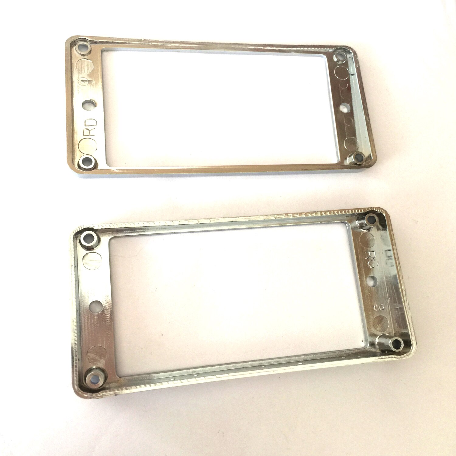 2 uds anillos de montaje de pastilla para puente Humbucker y pastillas de cuello Marco de cubierta curvado conjunto de reemplazo de guitarra eléctrica cromada