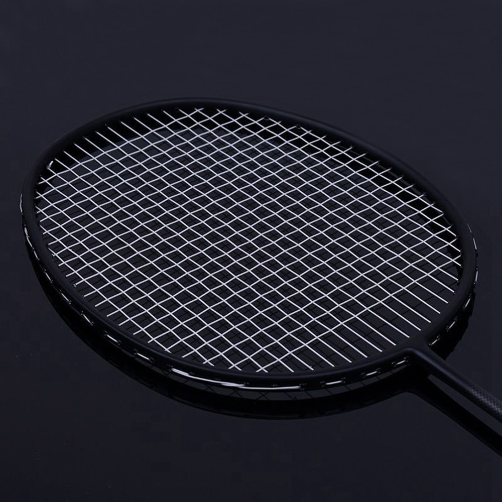 Super light 7U 67g Strung Badminton Racket Black Carbon Badminton Racquet 28LBS free Grips and Wristband