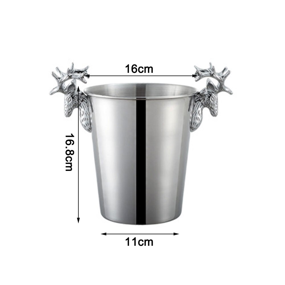 Deer Head Ice Bucket European Retro Stainless Steel Electroplating Wine Ice Bucket Bar Bartender Tools Gadgets Ornaments