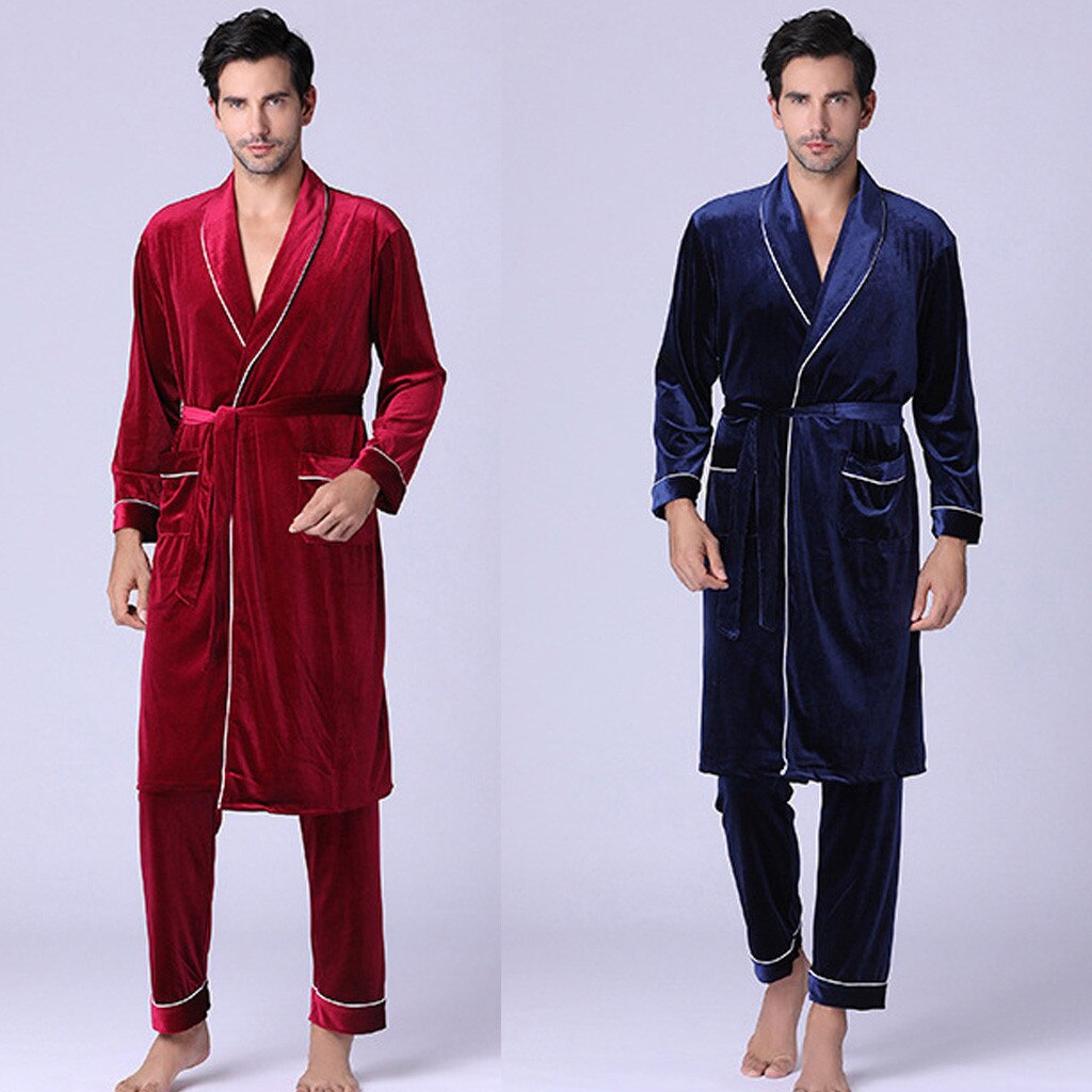 products Men's Long-sleeved Foreign Trade Home Service Gold Velvet Pajamas Suit Man woma