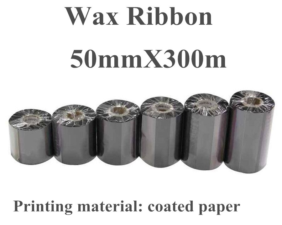 Cinta de cera DRVXIN para impresora de etiquetas, rollo de cinta de transferencia térmica de 50mmX300m, color negro para impresora de código de barras ZT220, impresión de papel recubierto, 2 uds. Por lote