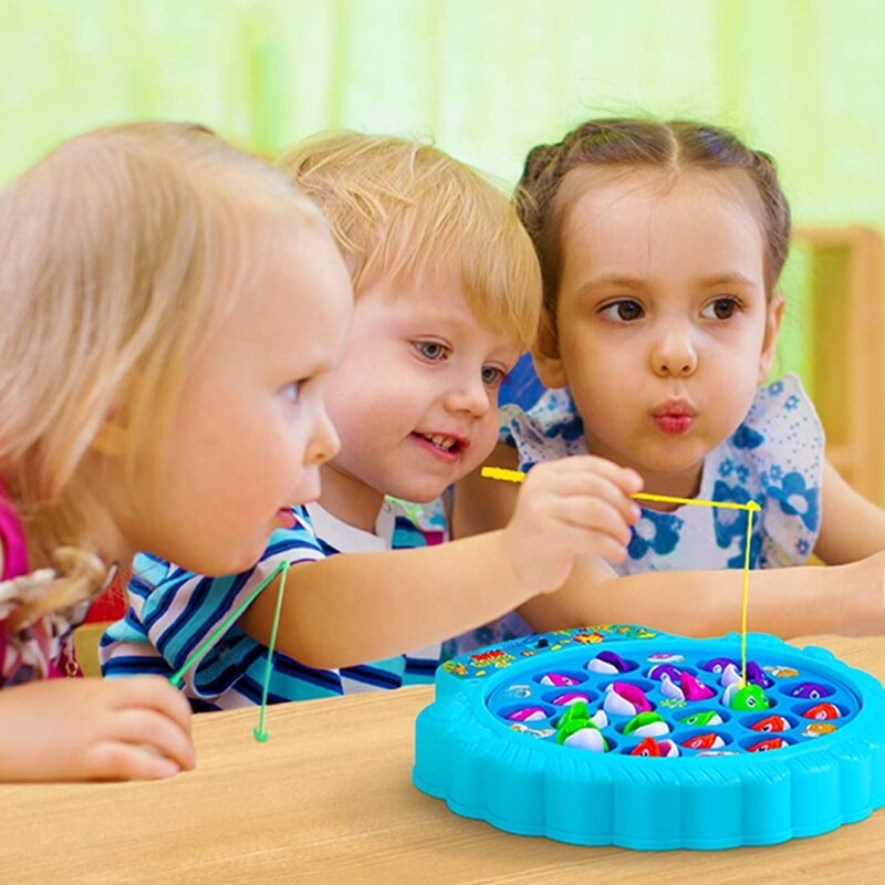 28EC giocattolo da pesca magnetico regalo per feste di compleanno esercizio manuale Set di pesci di simulazione senza BPA con tavola rotante regalo divertente per bambini