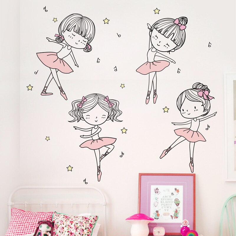 [shijuekongjian] dierenhangers muurstickers diy balletmeisjes dansers muurstickers voor kinderkamer babykamer huisdecoratie