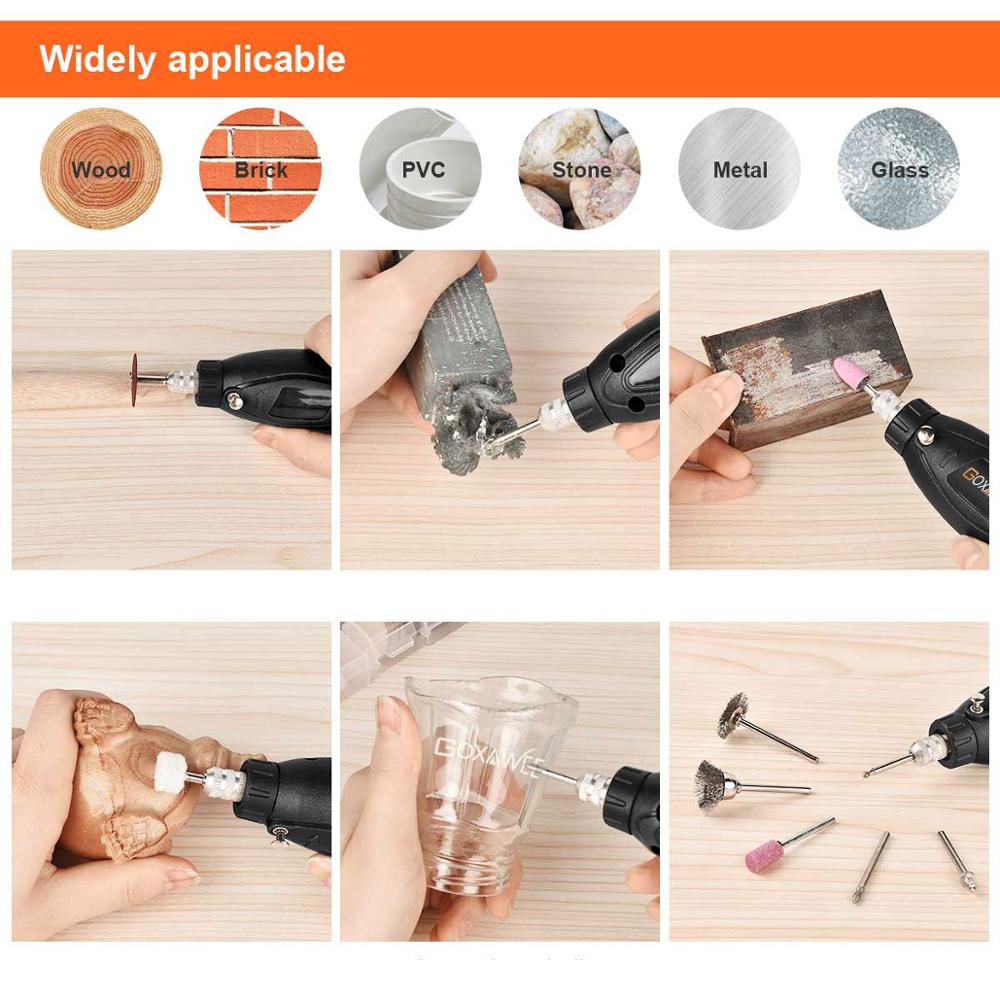 Goxawee – Mini perceuse électrique, outils rotatifs, graveur pour Dremel, outils électriques pour bois, métal, coupe, meulage, accessoires de polissage