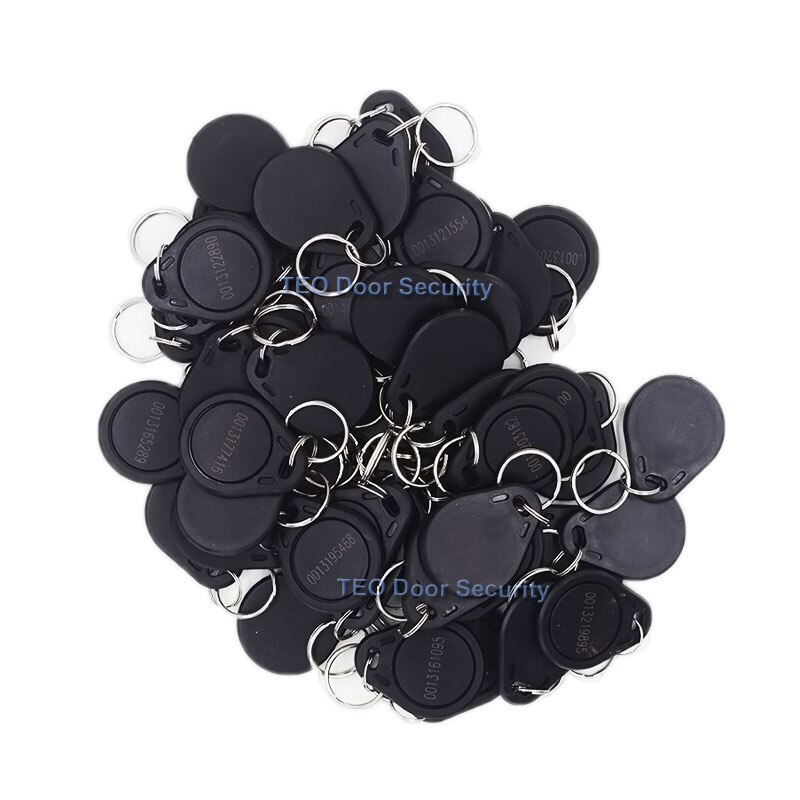 Weatherproof RFID 125KHz EM4100 EM4102 Proximity ID Token Tag Key Keyfobs Chain Black 50pcs EM Proximity Access control tag