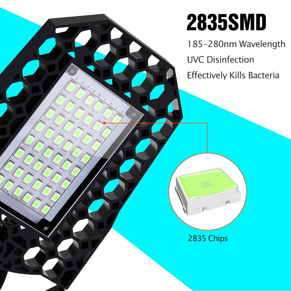CanLing UV Germicidal Light LED Ultraviolet Lamp 220V LED UVC Sterilizer 40W 60W 80W Antibacterial lamp 110V Disinfect Bacterial