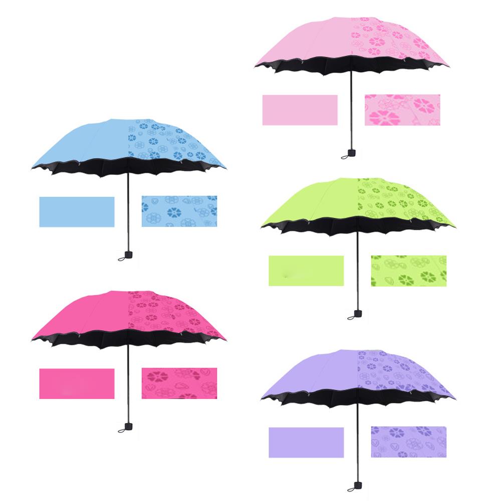 3-Gevouwen Stofdicht Draagbare Anti-Uv Paraplu Parasol Paraplu Paraplu Magische Bloem Dome Outdoor Regenachtige Dag Tuin Waterdicht