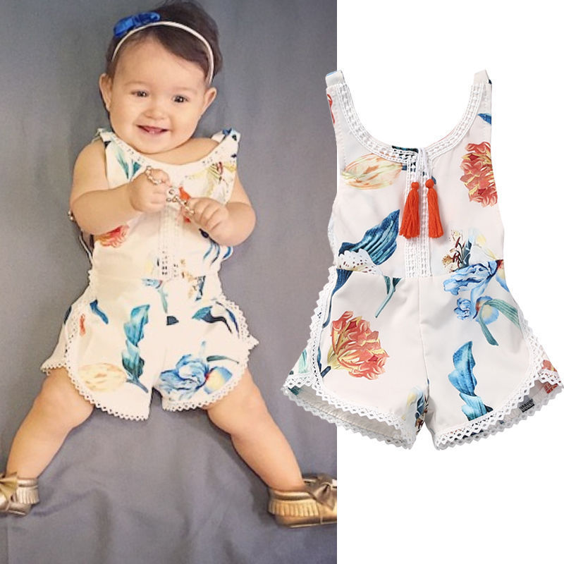 Blomster nyfødt baby pige børn tøj søde piger lilje blomst romper jumpsuit soldragt outfits 0-4y