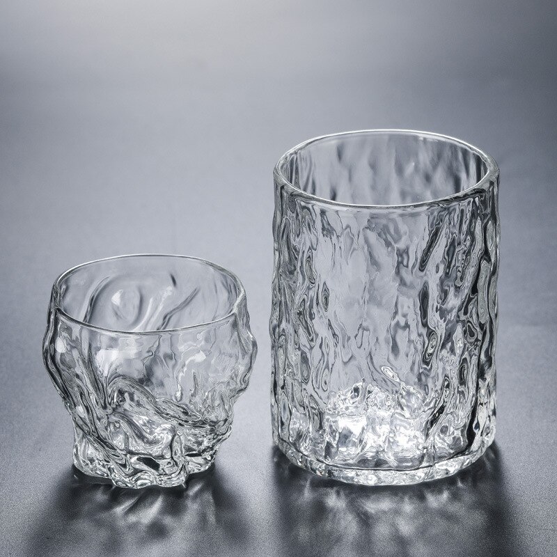 2pc Sets 120/260ml Whiskey Glass Cocktail Glass Lemon Cup Heat Resistant Patterned Glass Water Cup Juice Cup Beer Mug Round