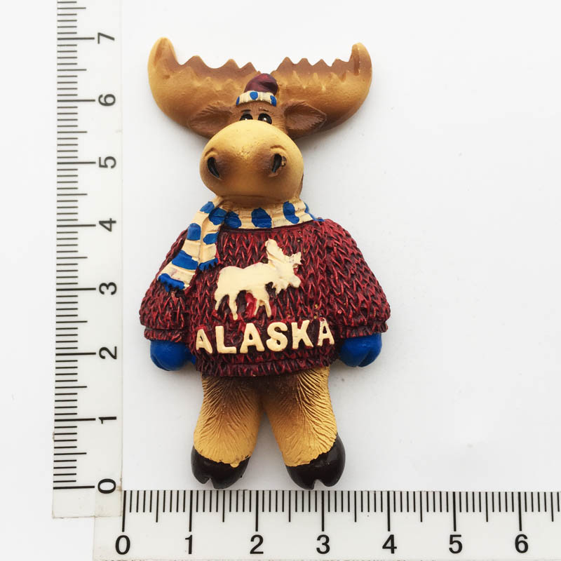 USA Alaska 3D Cartoon Bear &amp; Milu deer Fridge Magnets Tourism Souvenir Refrigerator Magnetic Sticker Collection: AUS21040024