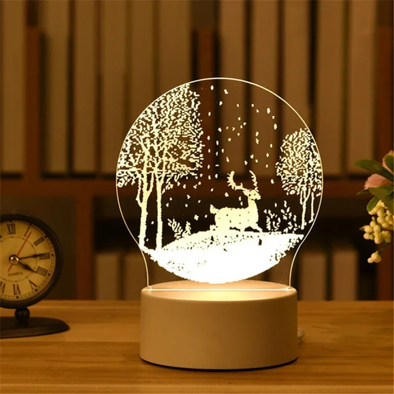 3D Illusion visuelle veilleuse visuelle créative LED lampe de bureau changement USB alimenté pour les enfants: vert clair