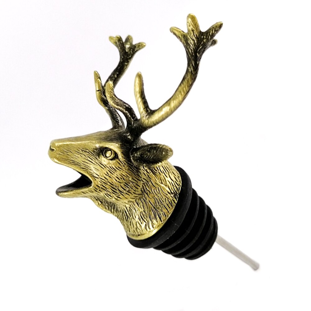 1Pcs Jagermeister Wine Pourer Zinc Alloy Deer Elk Lion Bull Wine Stopper Drinks Bar Tools Night Club Bar Accessories: Bronze Deer