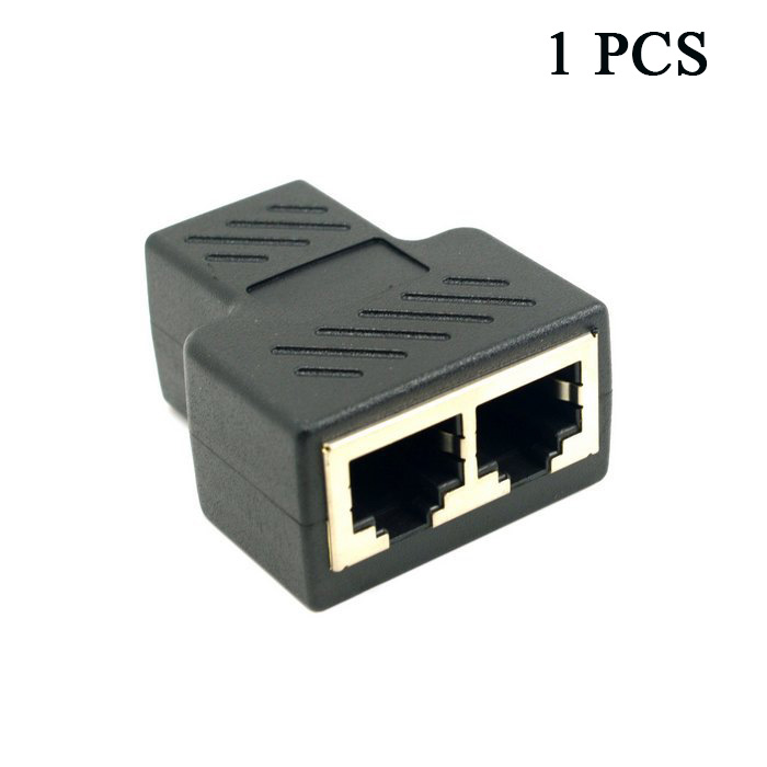 8P8C adapterconnector netwerk RJ45 verdeler Ethernet 1-op-2 expanderstekker (augustus met twee samen): Black