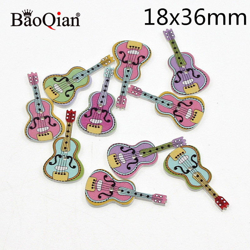 50 stuks gemengde muziekinstrumenten, houten knopen voor knutselen, scrapbooking accessoires, decoratieve houten knopen voor handwerk: 3