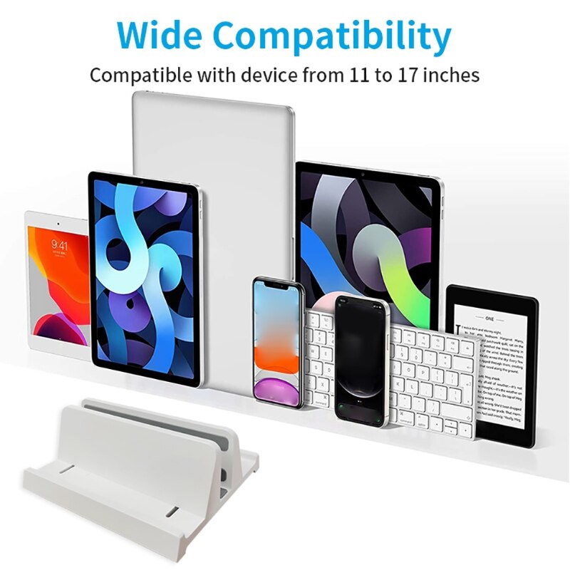 Vertical Laptop Stand with Adjustable Dock Strong Desktop Computer Laptop Holder Space Saving Rack Fit Small Home Office