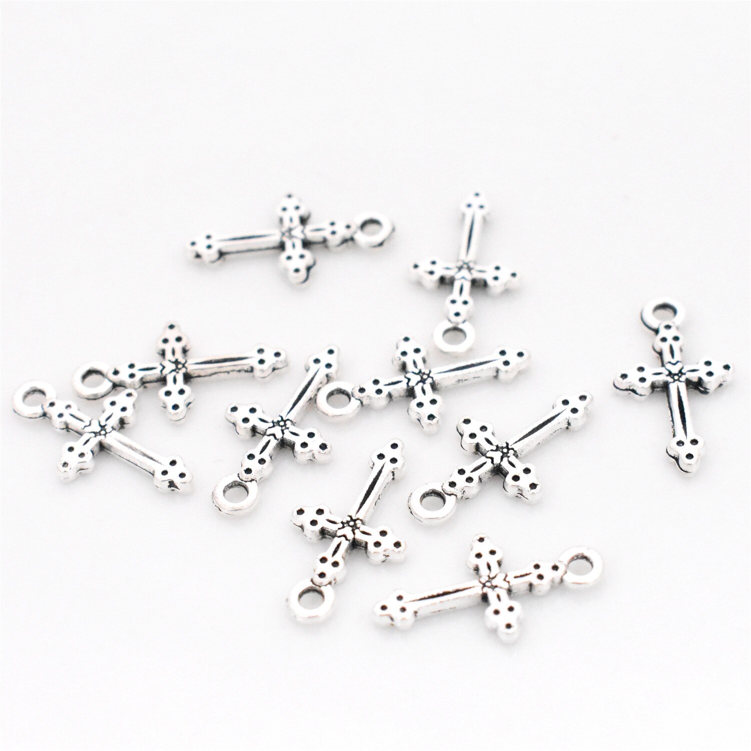 30pcs 21x11x2mm Gold/Rose Gold/Antique Silver/Silver Colors Plated Alloy Crosses Charms Pendant DIY Handmade Jewelry Accessories: antique silver