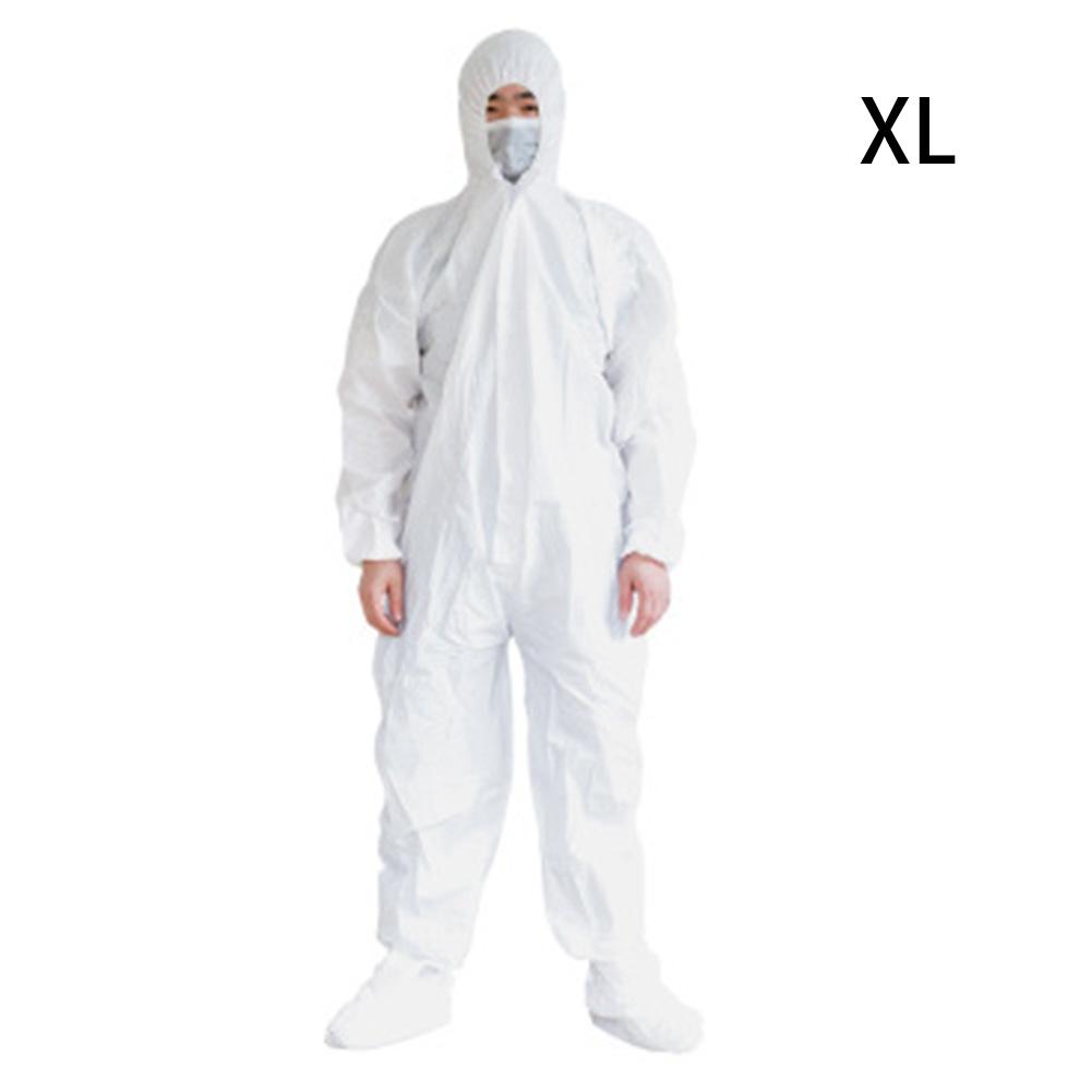 Wegwerp Overalls Beschermende Kleding Voor Schilderen Polijsten Isolatie Preventie Fokken Enzym Bad Jumpsuit Hooded Laarzen: white XL