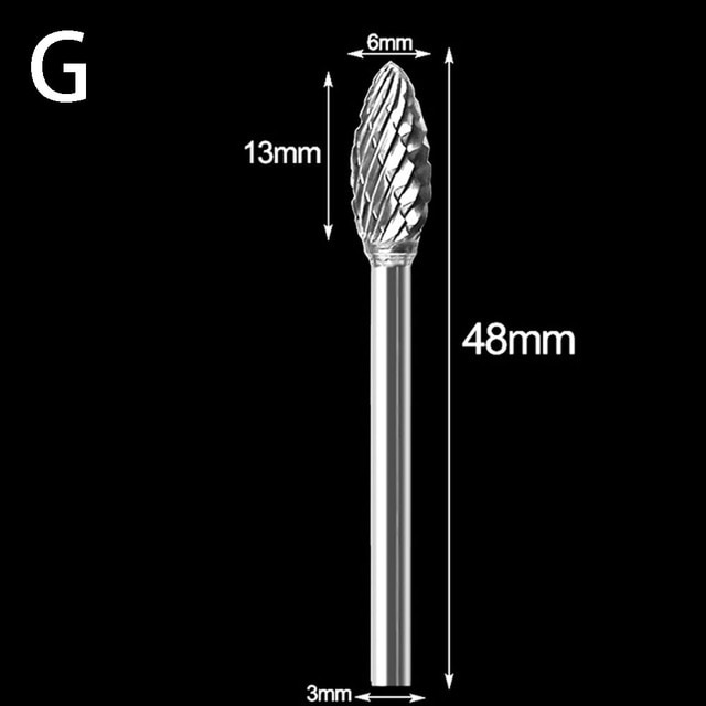 1 stk wolfram stål slibehoved wolfram carbid grater sæt mini bor diamant bor materiale wolfram dremel tilbehør: G