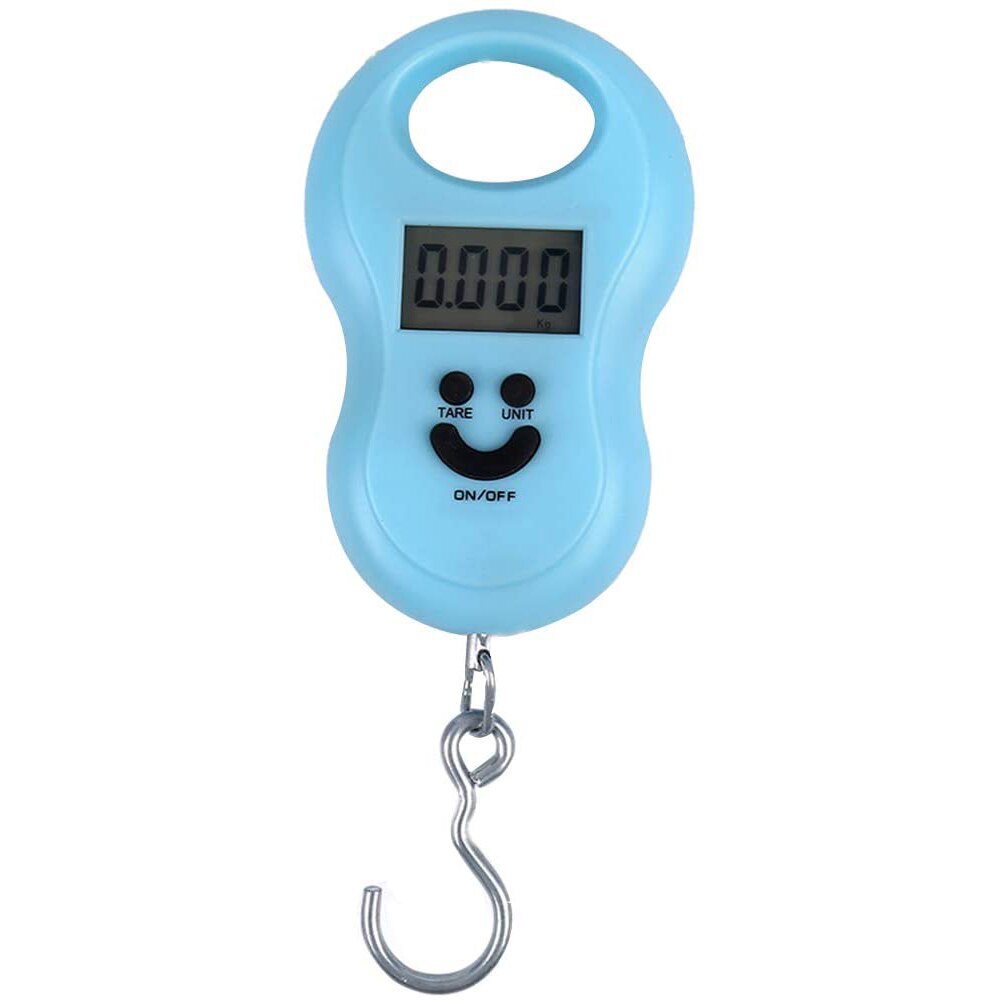 Scale Digital Scales Electronic Fishing Weight Pocket Luggage Travel Hanging Scale For Kitchen Steelyard Hook Scale LCD Portable: sky blue 1