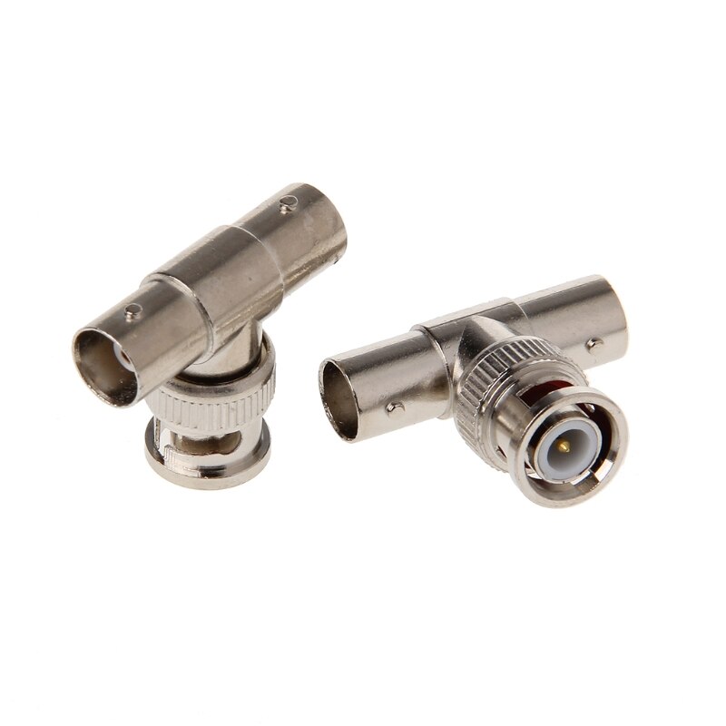 2 Stuks Bnc Mannelijk Naar 2 Vrouwelijke T Type Connector Adapter Voor Cctv Surveillance Systeem