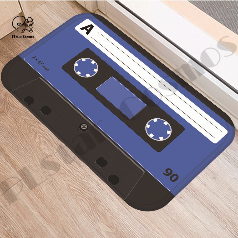 Felpudo Retro de Cassette con cinta musical para porche, alfombra antideslizante para sala de estar, cocina, baño, felpudo impreso en 3D-1: 2