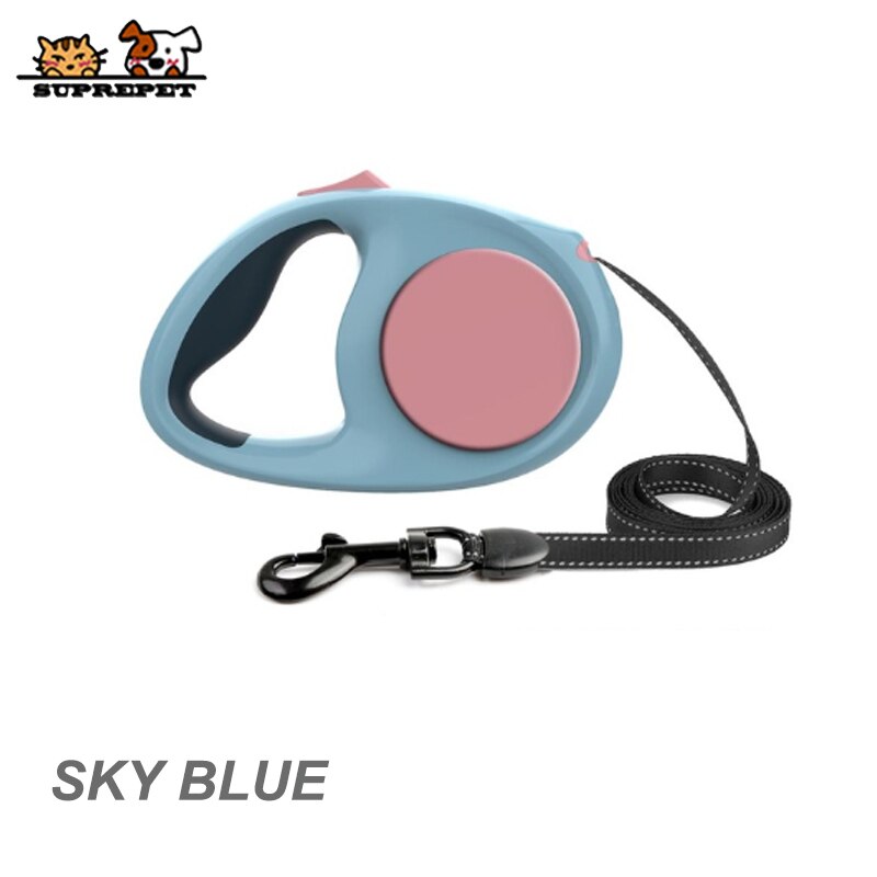 Suprepet pet hondenriem, automatisch intrekbaar voor grote en middelgrote honden, reflecterend touw, puppyriem, hondenaccessoires voor grote honden.: Hemelsblauw
