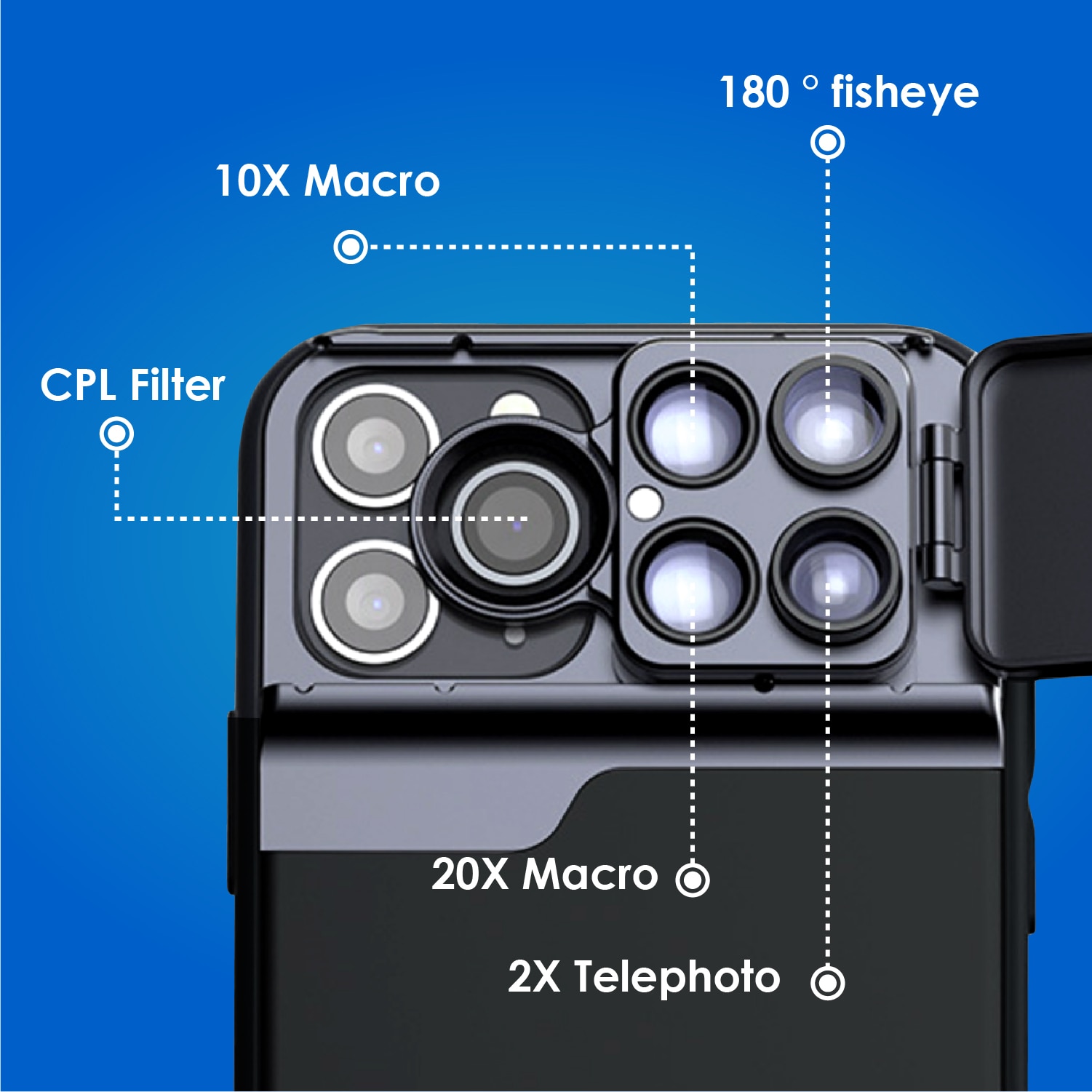 Telefon etui med kamera linse til iphone 11/11 pro /11 pro max cpl filter fish eye vidvinkel makrolinser telefon cover
