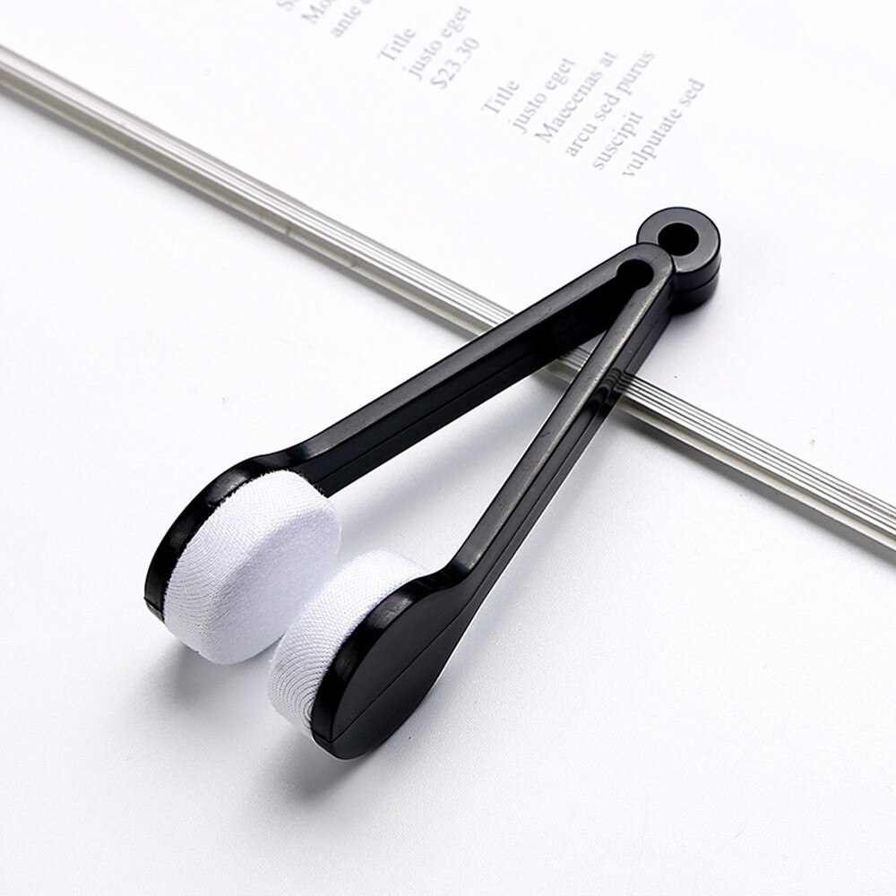 1PC 5Color Mini Microfiber Two-side Sunglasses Brush Eyeglass Cleaner Brush Spectacles Rub Cleaner Glasses Clean Tool Brush: Black 