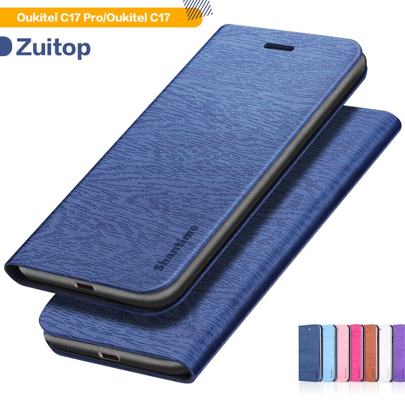 Houtnerf PU Lederen Telefoon Case Voor Oukitel C17 Pro Flip Case Voor Oukitel C17 Business Wallet Case Zachte Siliconen back Cover